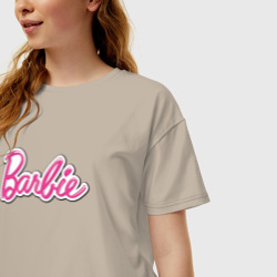 Женская футболка хлопок Oversize Barbie logo - фото 2