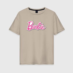 Женская футболка хлопок Oversize Barbie logo