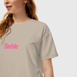 Женская футболка хлопок Oversize Barbie mini logo - фото 2