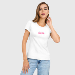 Женская футболка хлопок Slim Barbie Mini logo - фото 2