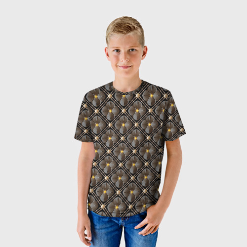 Детская футболка 3D с принтом Объемные цветы 3D паттерн, фото на моделе #1