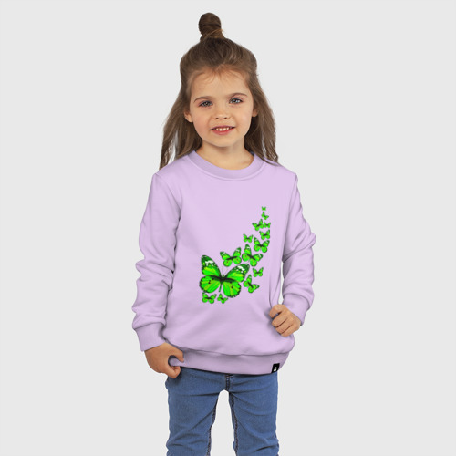 Детский свитшот хлопок с принтом Butterfly зеленые, фото на моделе #1