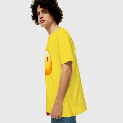 Мужская футболка хлопок Oversize с принтом Эмоджи без рта, вид сбоку #3