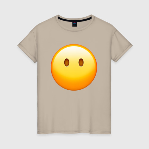 Женская футболка хлопок с принтом Эмоджи без рта, вид спереди #2