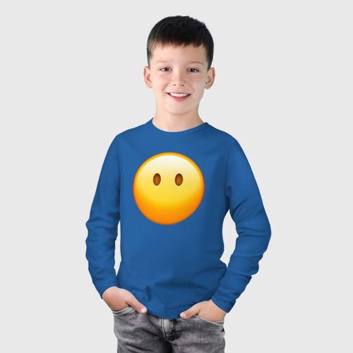 Детский лонгслив хлопок с принтом Эмоджи без рта, фото на моделе #1