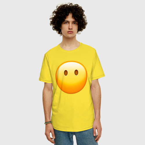 Мужская футболка хлопок Oversize с принтом Эмоджи без рта, фото на моделе #1