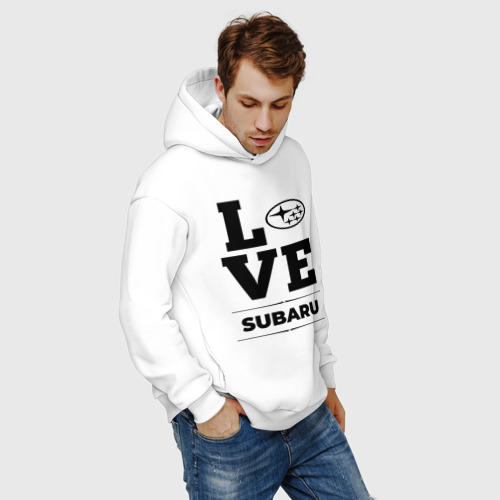 Мужское худи Oversize хлопок Subaru Love Classic, цвет белый - фото 7