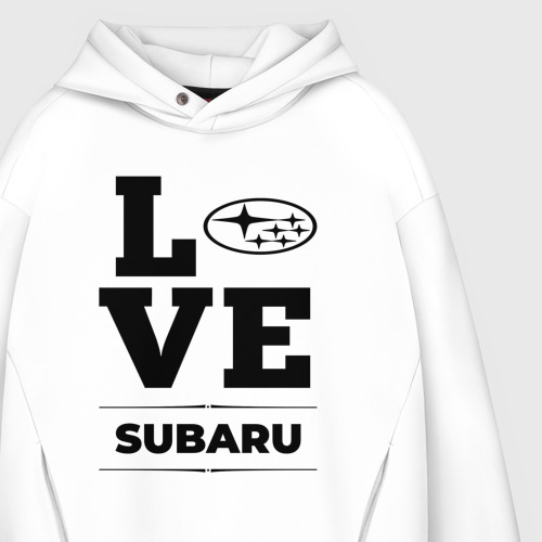 Мужское худи Oversize хлопок Subaru Love Classic, цвет белый - фото 4