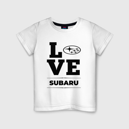 Детская футболка хлопок с принтом Subaru Love Classic, вид спереди #2