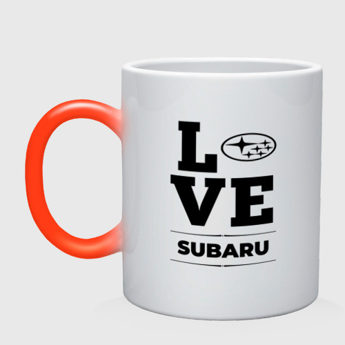 Кружка хамелеон Subaru Love Classic, цвет белый + красный