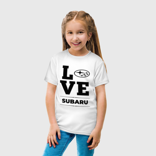 Детская футболка хлопок с принтом Subaru Love Classic, вид сбоку #3