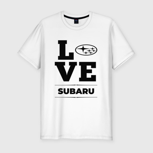 Мужская футболка хлопок Slim Subaru Love Classic, цвет белый