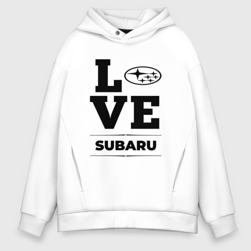 Мужское худи Oversize хлопок Subaru Love Classic, цвет белый