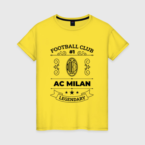 Женская футболка хлопок с принтом AC Milan: Football Club Number 1 Legendary, вид спереди #2