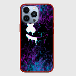 Чехол для iPhone 13 Pro Marshmello neon пламя