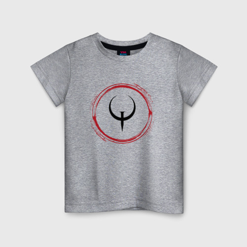 Детская футболка хлопок Символ Quake и красная краска вокруг, цвет меланж