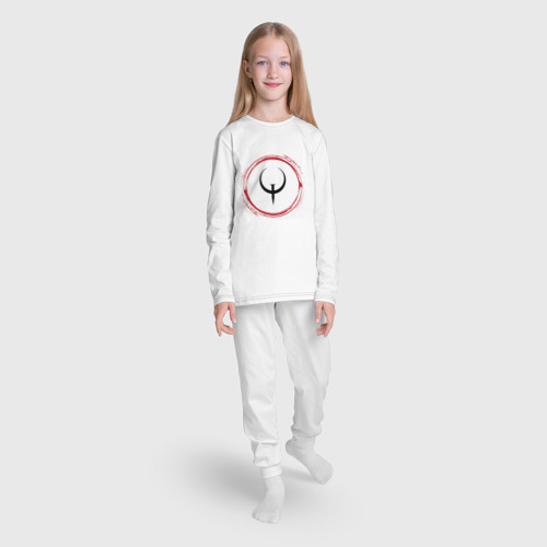 Детская пижама с лонгсливом хлопок Символ Quake и красная краска вокруг, цвет белый - фото 5