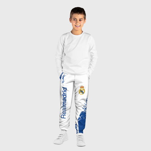 Детские брюки 3D с принтом Реал Мадрид / краска, вид сбоку #3