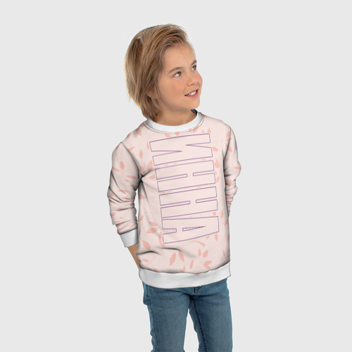 Детский свитшот 3D Имя Инна по-вертикали с розовым фоном, цвет 3D печать - фото 5