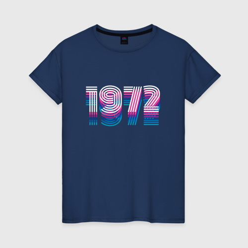 Женская футболка хлопок 1972 Год Ретро Неон, цвет темно-синий