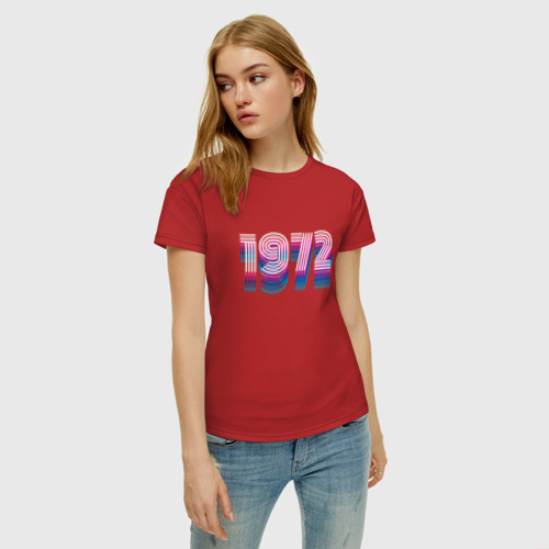 Женская футболка хлопок 1972 Год Ретро Неон, цвет красный - фото 3