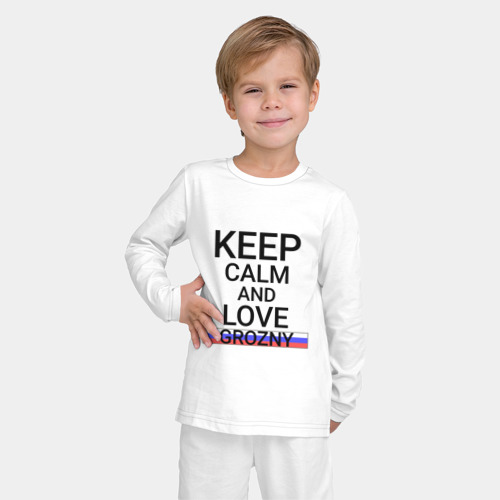 Детская пижама с лонгсливом хлопок Keep calm Grozny (Грозный), цвет белый - фото 3