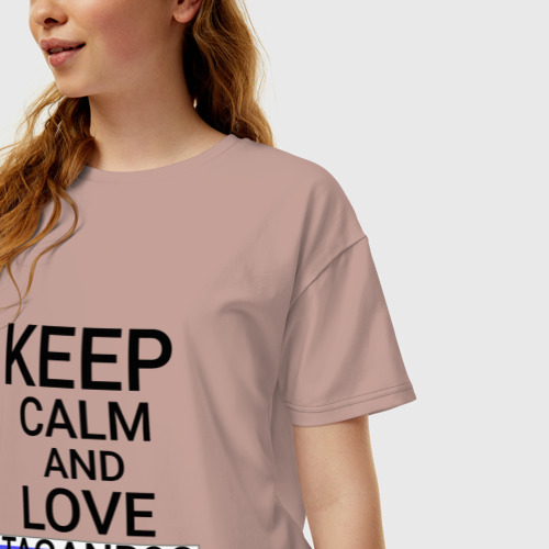 Женская футболка хлопок Oversize Keep calm Taganrog (Таганрог), цвет пыльно-розовый - фото 3