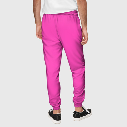 Мужские брюки 3D с принтом Яркий розовый из фильма Барби, вид сзади #2