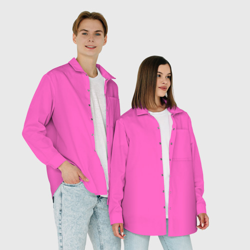 Мужская рубашка oversize 3D Яркий розовый из фильма Барби, цвет белый - фото 6