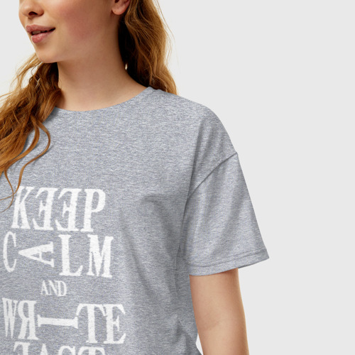 Женская футболка хлопок Oversize с принтом ТЕТРАДЬ СМЕРТИ - KEEP CALM, фото на моделе #1