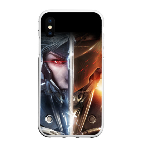 Чехол для iPhone XS Max матовый Metal gear Rising самурай, цвет белый