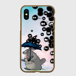 Чехол для iPhone XS Max матовый Тоторо бегущий от чернушек