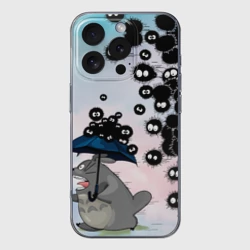 Чехол для iPhone 16 Pro Max силиконовый с защитой камеры Тоторо бегущий от чернушек
