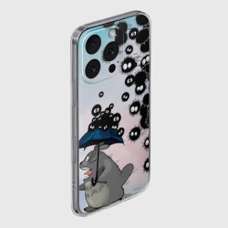 Чехол для iPhone 16 Pro Max силиконовый с защитой камеры Тоторо бегущий от чернушек - фото 2