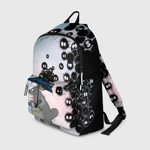 Рюкзак 3D с принтом Тоторо бегущий от чернушек, вид спереди #2