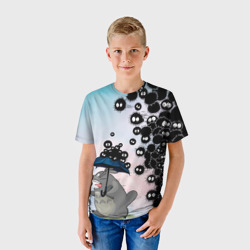 Детская футболка 3D Тоторо бегущий от чернушек - фото 2