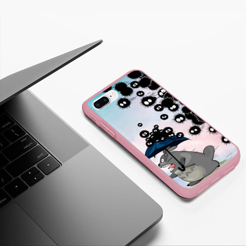 Чехол для iPhone 7Plus/8 Plus матовый с принтом Тоторо бегущий от чернушек, фото #5