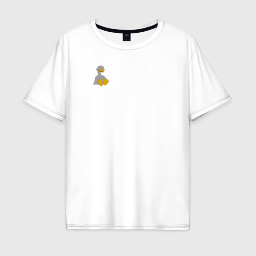 Мужская футболка оверсайз из хлопка с принтом Два весёлых гуся серый Mini, вид спереди №1