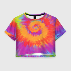 Женская футболка Crop-top 3D Тай дай в радуге