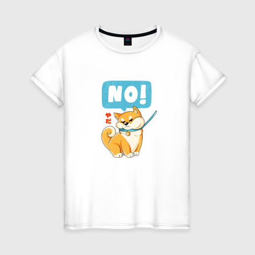 Женская футболка из хлопка с принтом Shiba no, вид спереди №1
