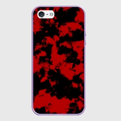 Чехол для iPhone 5/5S матовый Черно-красная абстракция