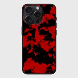 Чехол силиконовый для Apple iPhone 15 Pro матовый Черно-красная абстракция