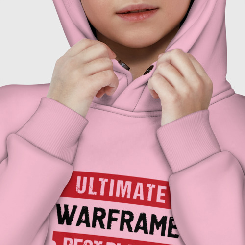 Детское худи Oversize хлопок Warframe: таблички Ultimate и Best Player, цвет светло-розовый - фото 7