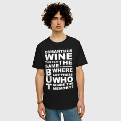 Мужская футболка хлопок Oversize Чжун Ли цитата: osmanthus wine - Genshin Impact - фото 2