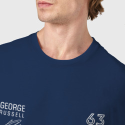 Футболка с принтом George Russell Джордж Расселл для мужчины, вид на модели спереди №4. Цвет основы: темно-синий