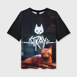 Женская футболка oversize 3D Stray бродячий кот