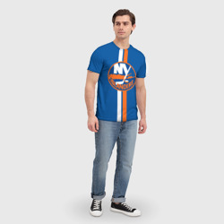 Футболка с принтом Нью-Йорк Айлендерс Форма для мужчины, вид на модели спереди №3. Цвет основы: белый