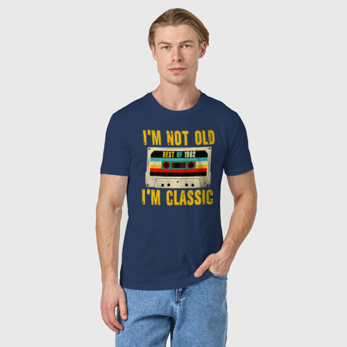 Мужская футболка хлопок Я не старый я классический 1982 аудиокассета, цвет темно-синий - фото 3