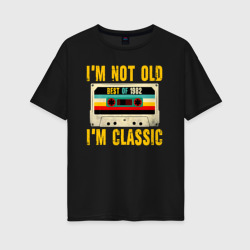 Женская футболка хлопок Oversize Я не старый я классический 1982 аудиокассета