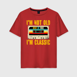 Женская футболка хлопок Oversize Я не старый я классический 1982 аудиокассета